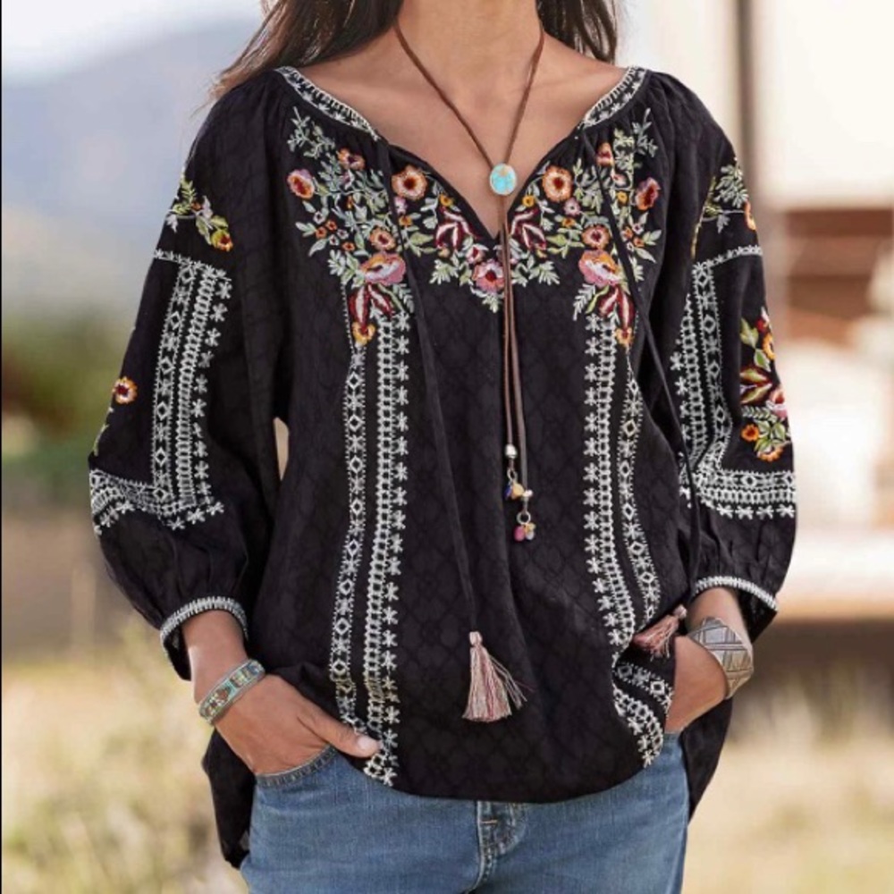 Embroidered Sundance Top